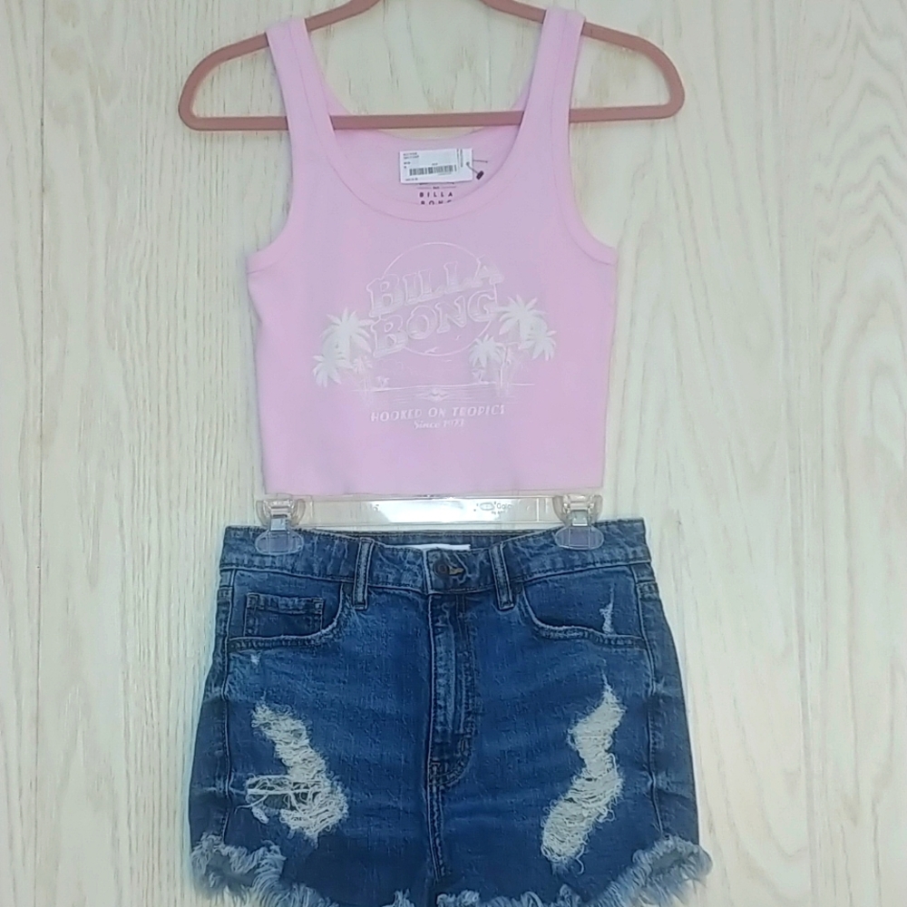 Billabong Take It Easy Cotton Graphic Crop Tank Top - Picture 5 of 9